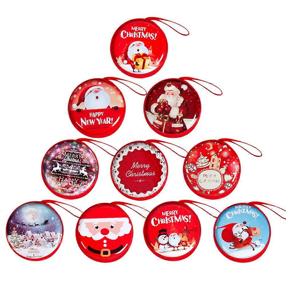 Assorted Color Christmas Coin Purse for Kids Round Storage Box 7.00X7.00X3.50CM Portable Zipper Enclosure 5Pcs
