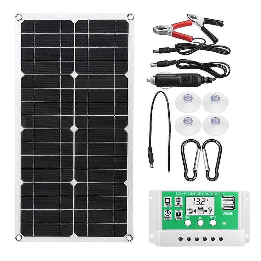 1 Set Solar Panel Kit with Controller for Outdoor Emergency Charging, Suitable for Greenhouses, RVs, Camping, Hiking, and Photovoltaic Power
