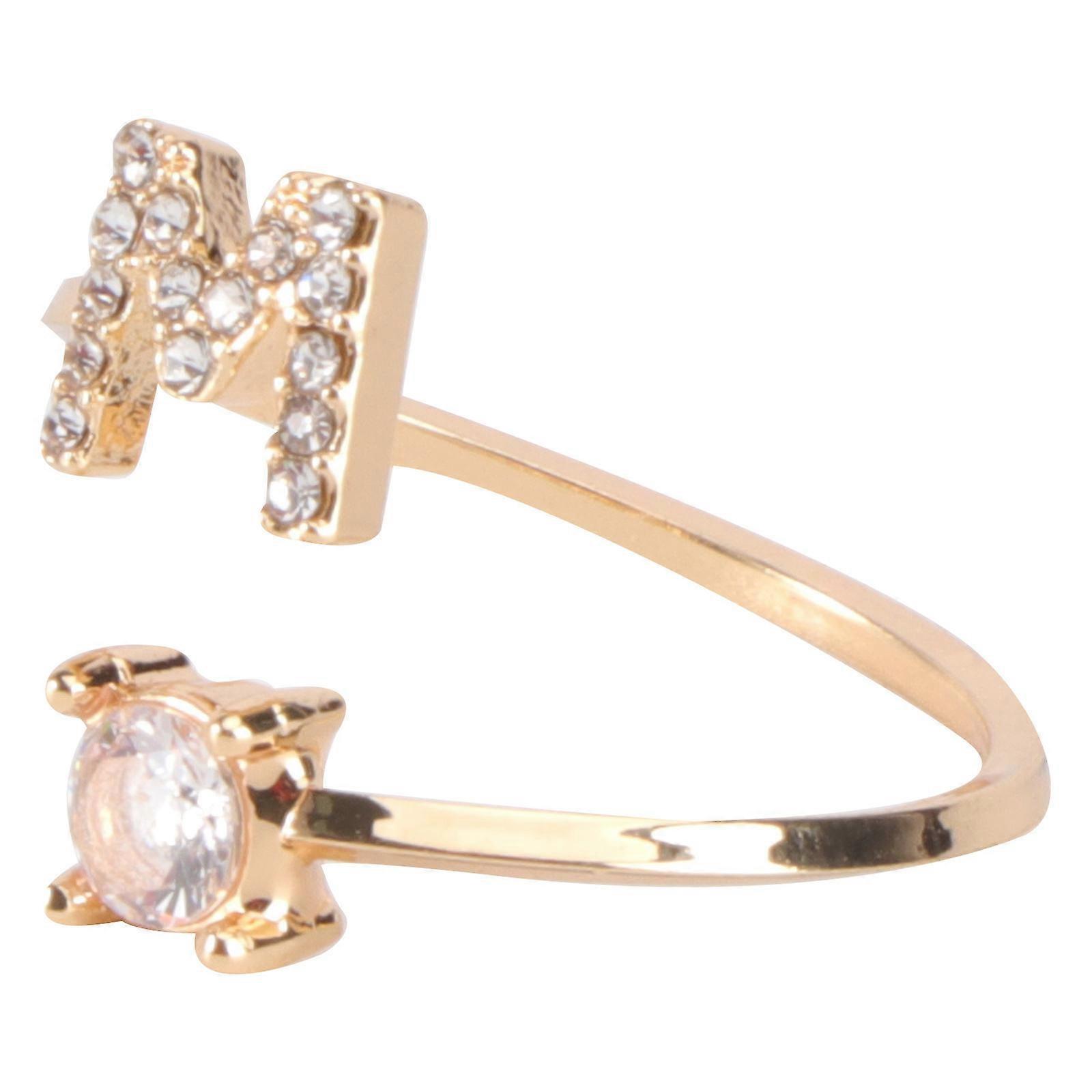 Bague initiale (1 pièce) avec strass incrusté, taille ajustable, pour la décoration