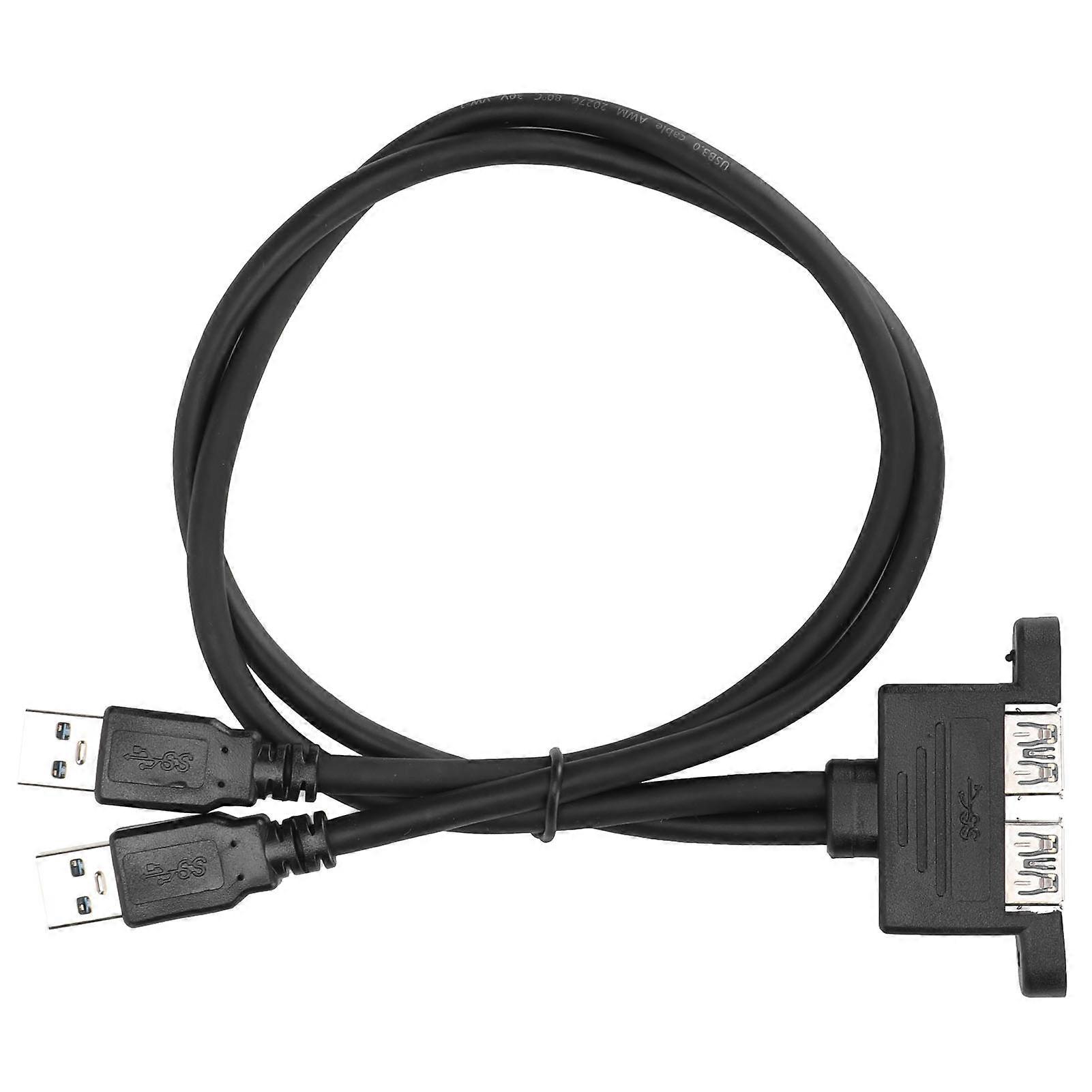 Dual Port USB Extension Cable External Baffle Converter with Ear Screw Hole 50cm