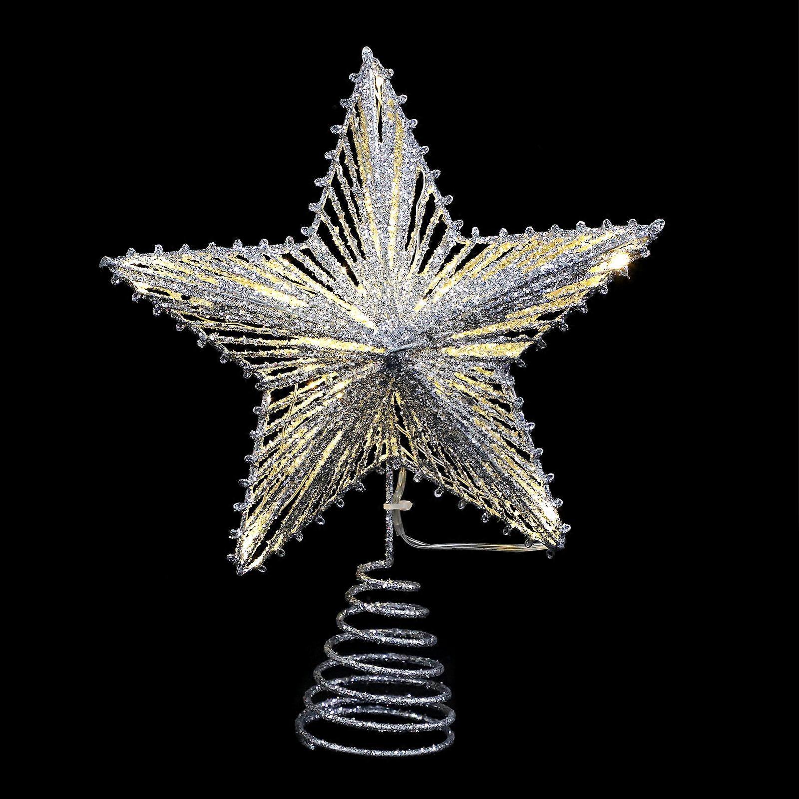 Christmas Tree Decorations Star With Light String Gold 25x20cm Chic 1Set