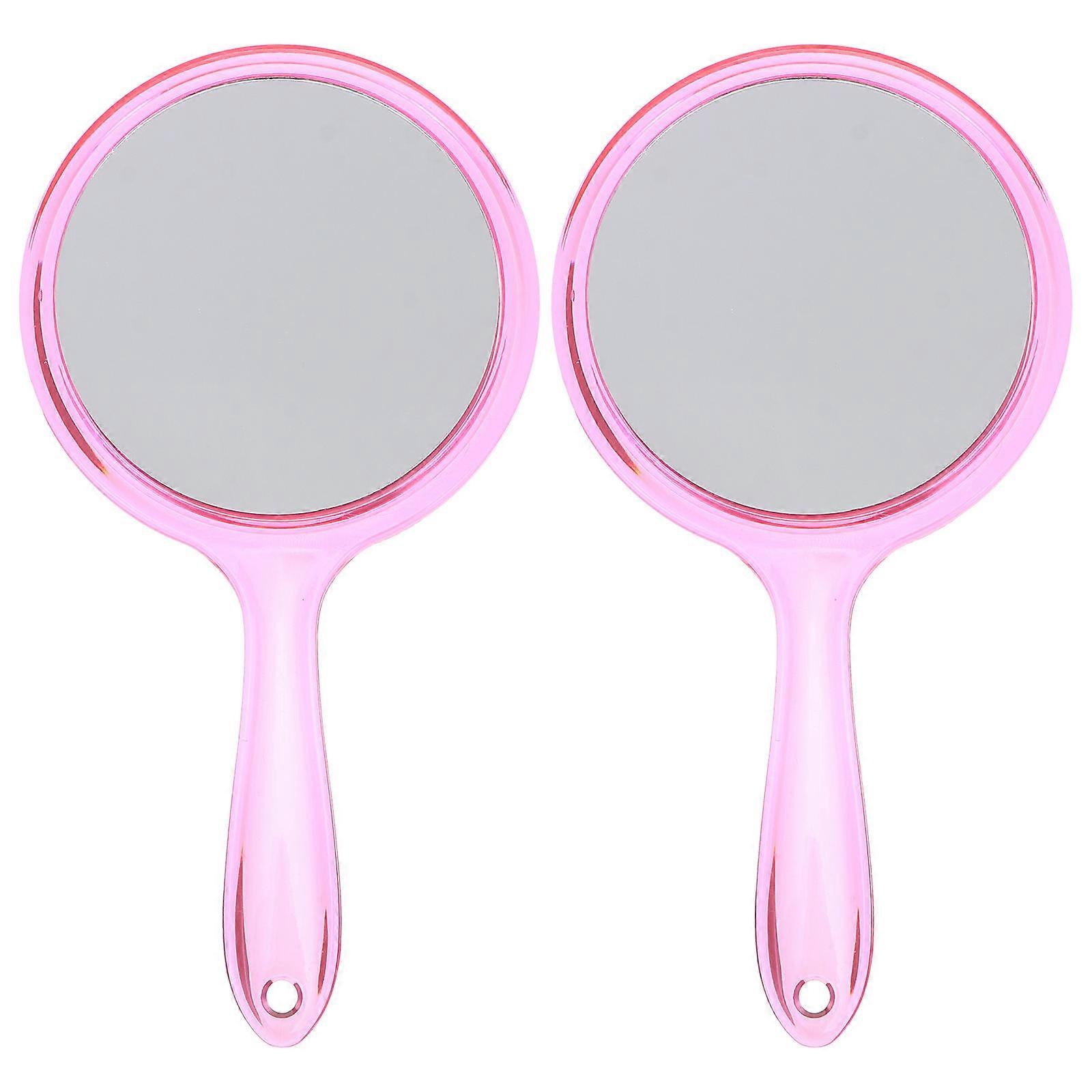 Hand Held Makeup Mirrors Hand Mirrors Magnification Personal Use Glass 2pcs