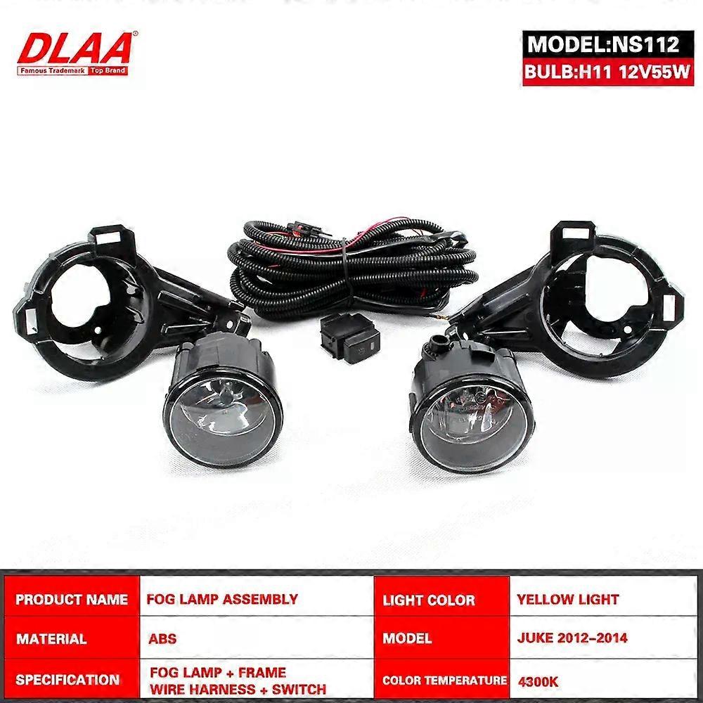 unique DLAA For JUKE 2012 2013 2014 Front Fog Lights Car Styling Spot Light Fog Lamps With Switch - 1 Pair
