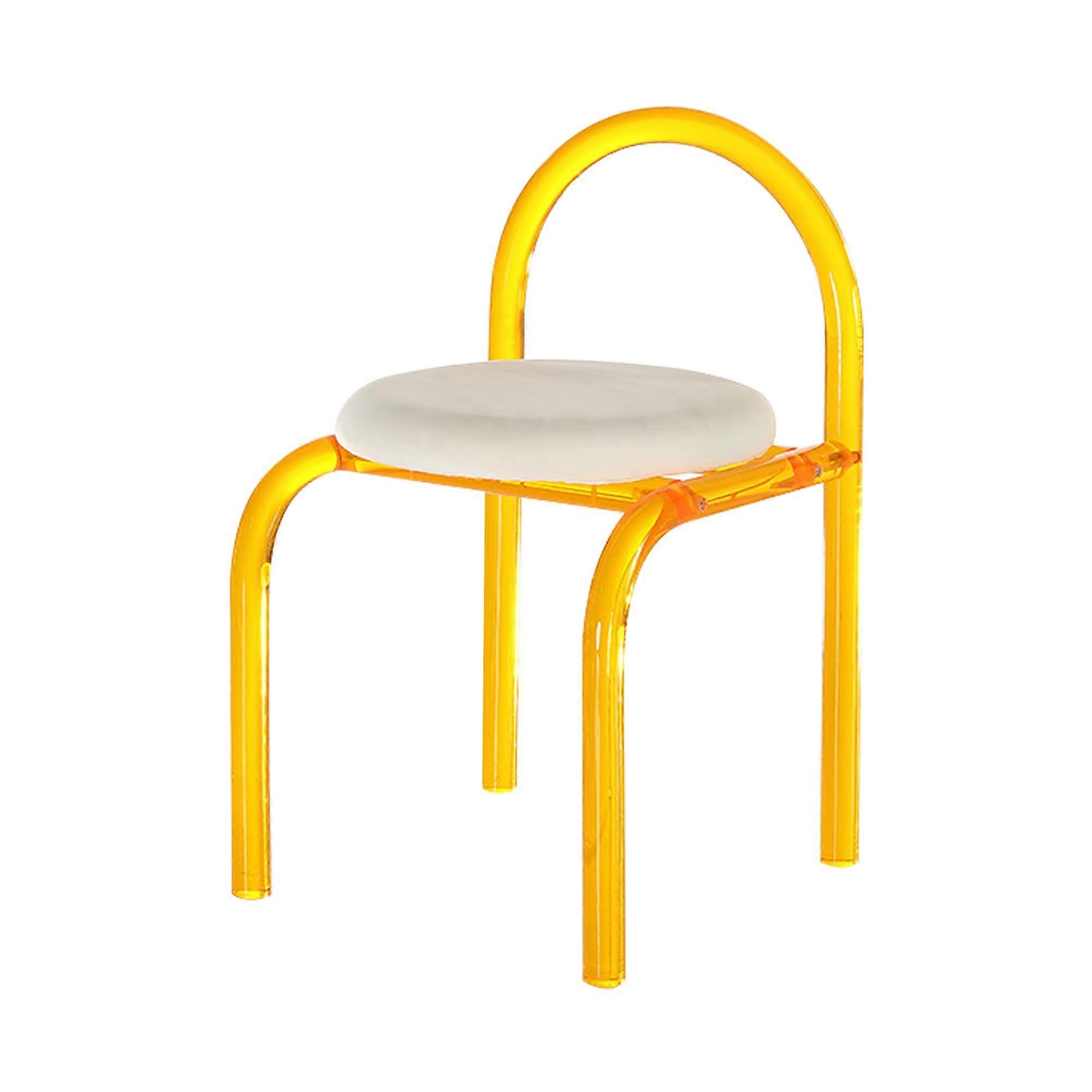 带坐垫的透明亚克力化妆椅，客厅和鞋凳的透明 PC 塑料座椅橙色单位尺寸