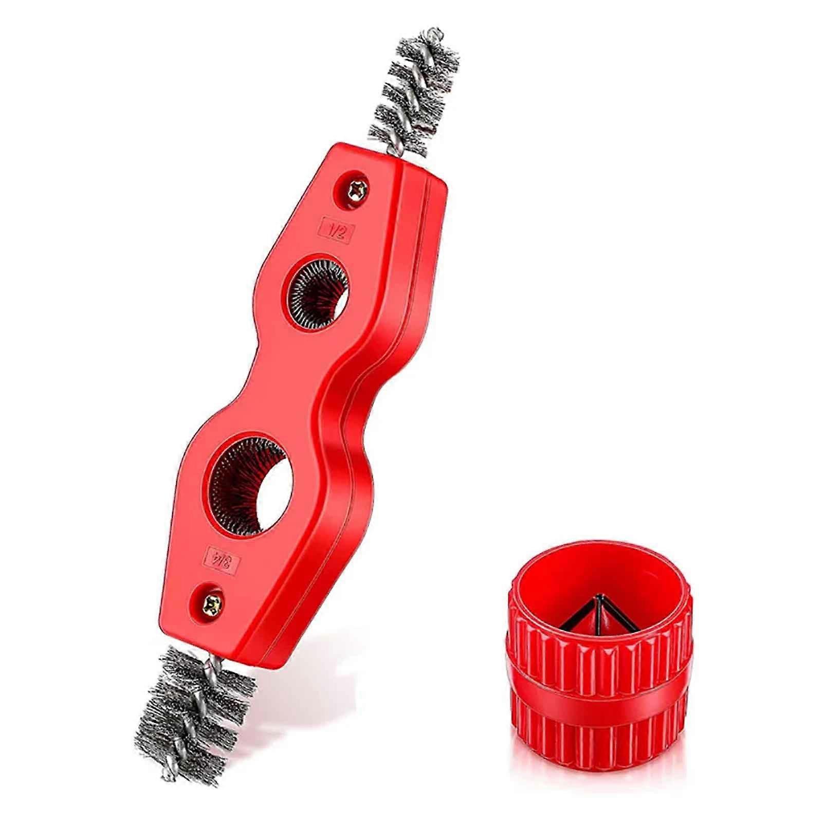 4 in 1 doubleheaded brush for copper pipes, deburring tool for chamfering pipes, fast trimming, sharp and wearresistant