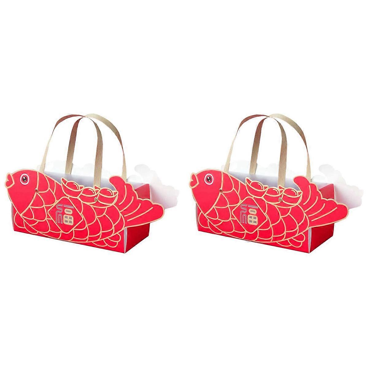 Red Paper Cake Packaging Box Cartoon Gift Box with Chocolate Handle