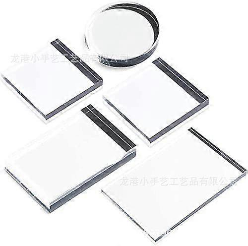 5pcs Acrylic Stamp Blocks: Transparent Stamping Tools Clear Reusable Rubber Stamp Companion for Scrapbooking Card Making and Journaling DIY Crafting