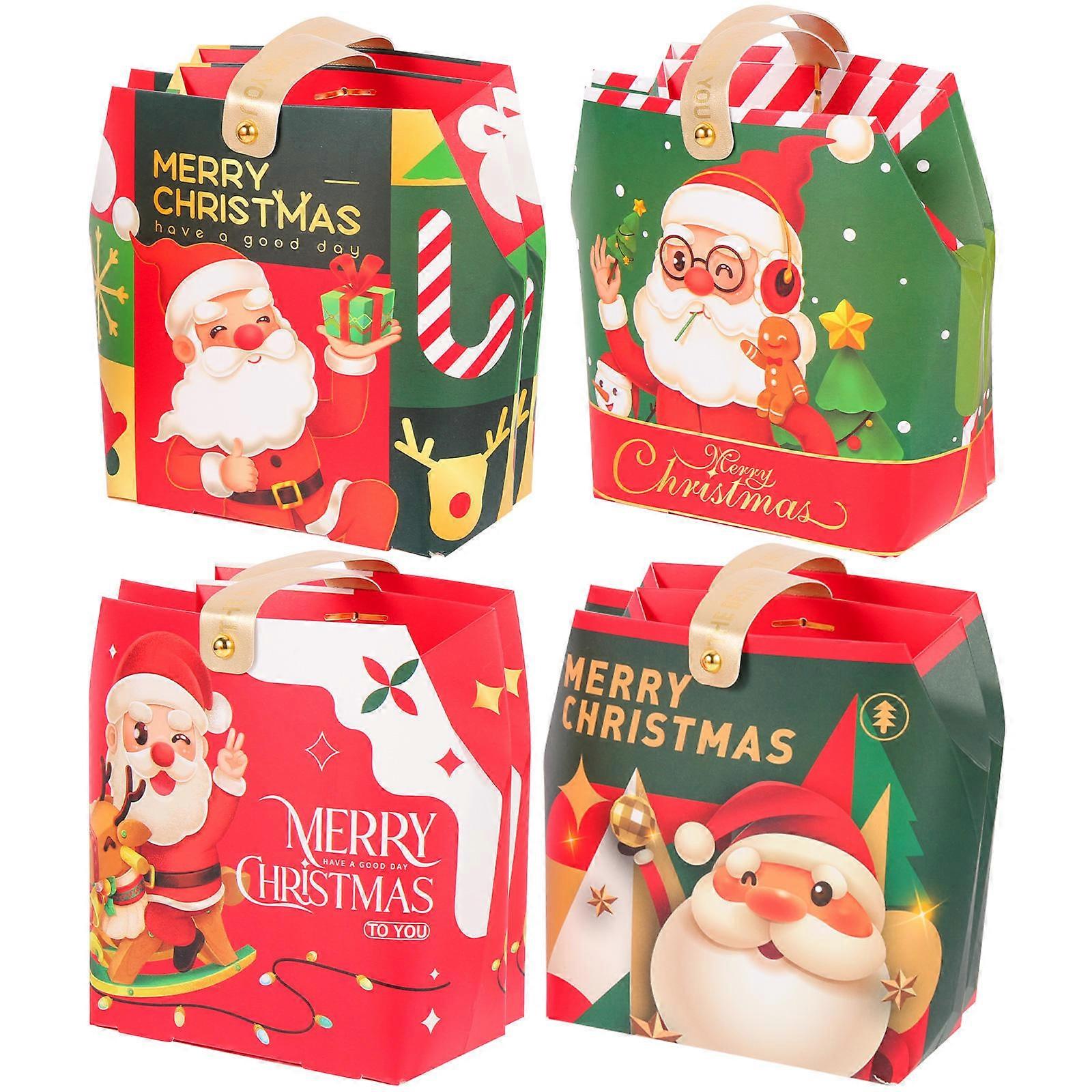 Box For Candy Christmas Themed Paper Boxes Handle Design For Family 8Pcs