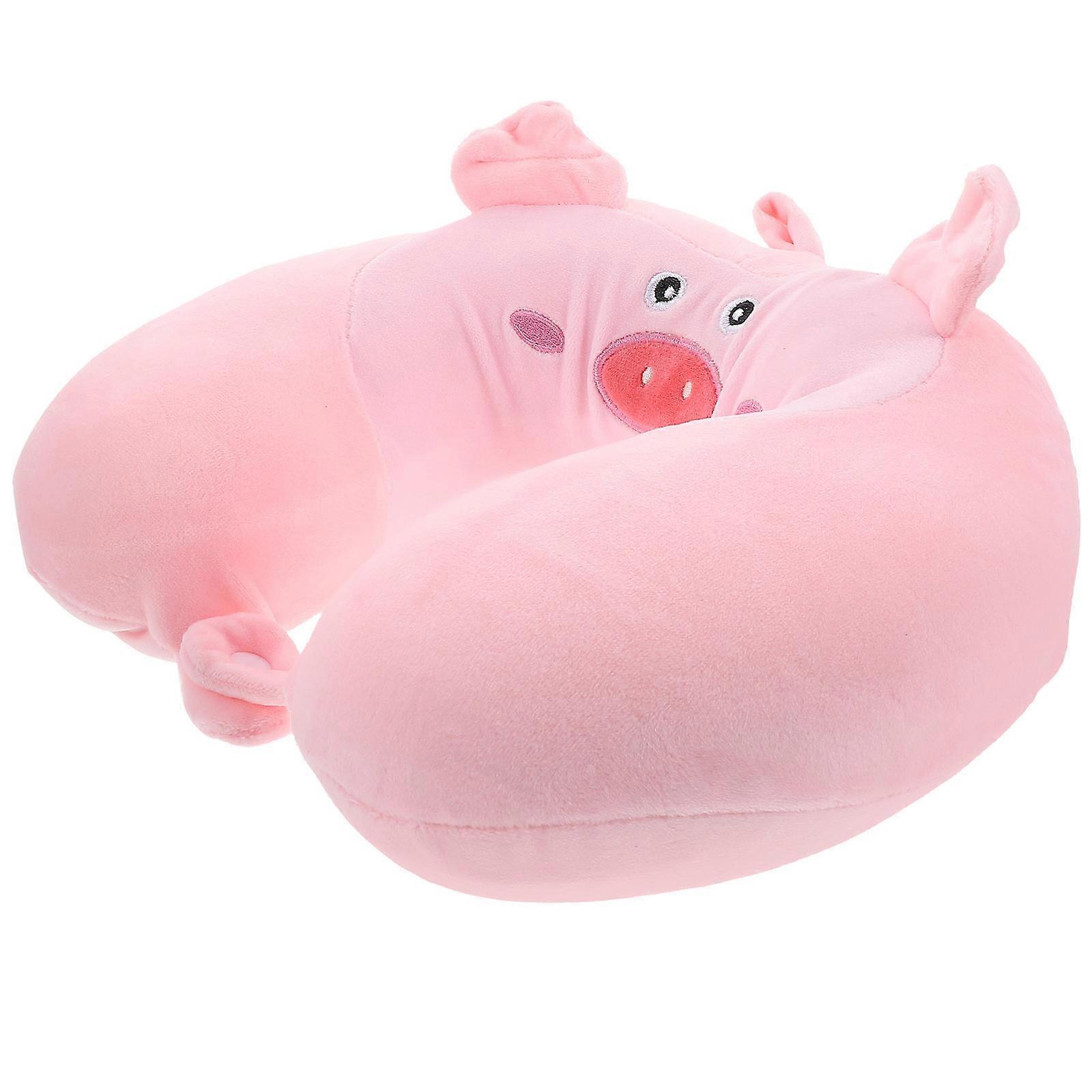 U Shape Pillow for Travel in Pink Plush Material Provides Gentle Neck Support and Comfortable Nap Experience