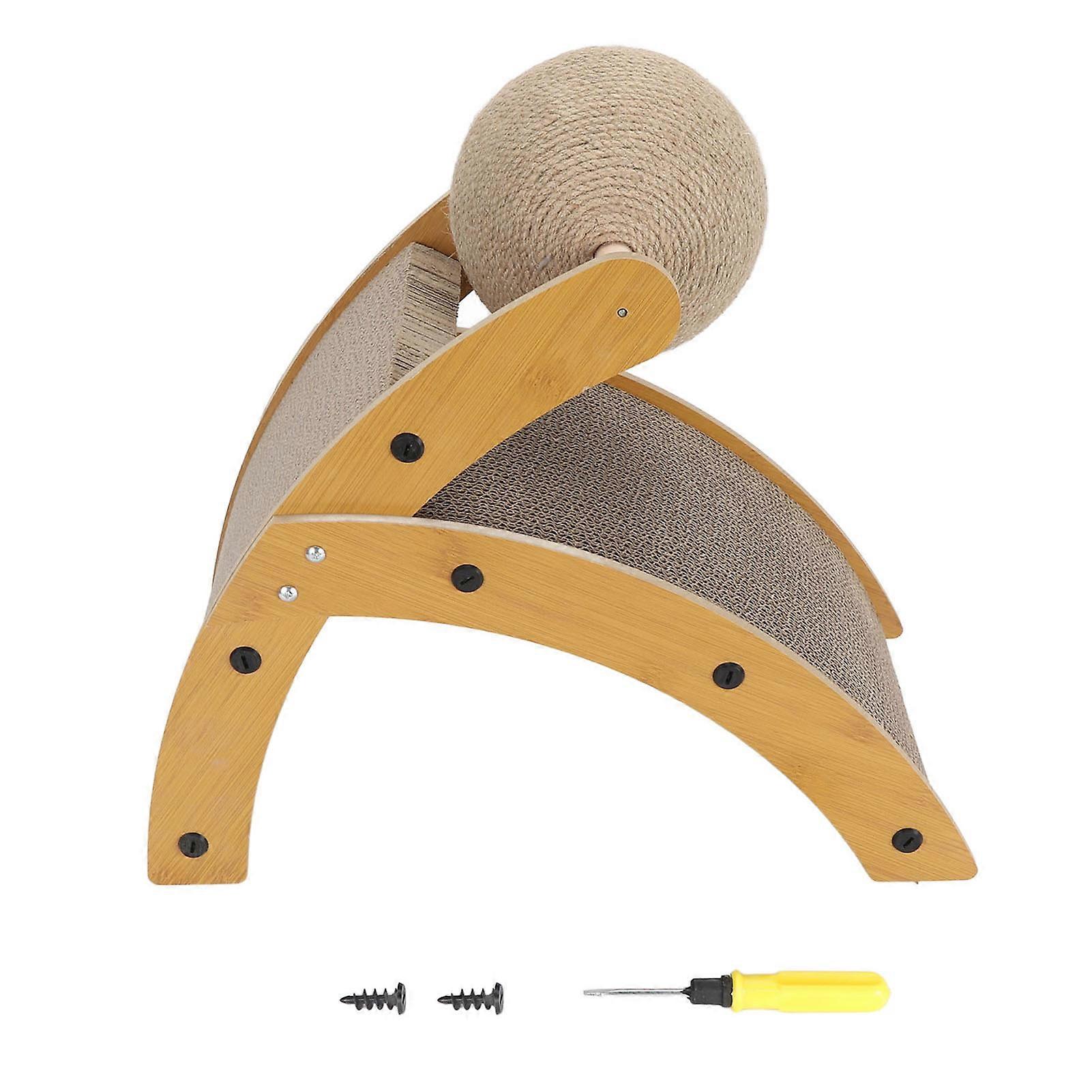 Cat Scratcher Cat Scratch Pad with Rotatable Ball Vertical Curved Cat Scratching Pad Cardboard for Indoor Cats