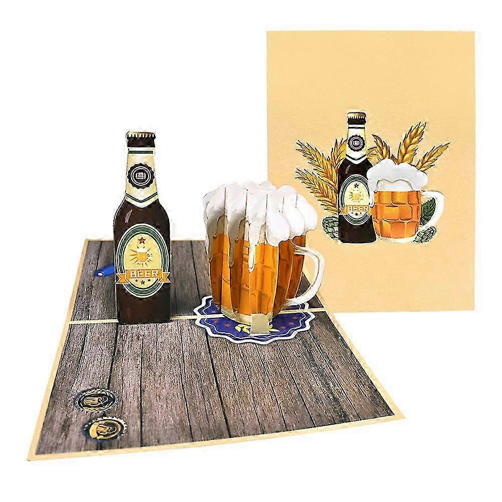 Happy Father's Day Card - 3D Pop Up Card for Father's Day - Love Card for Dad - Birthday Card Suitable for Dad (Beer Theme)