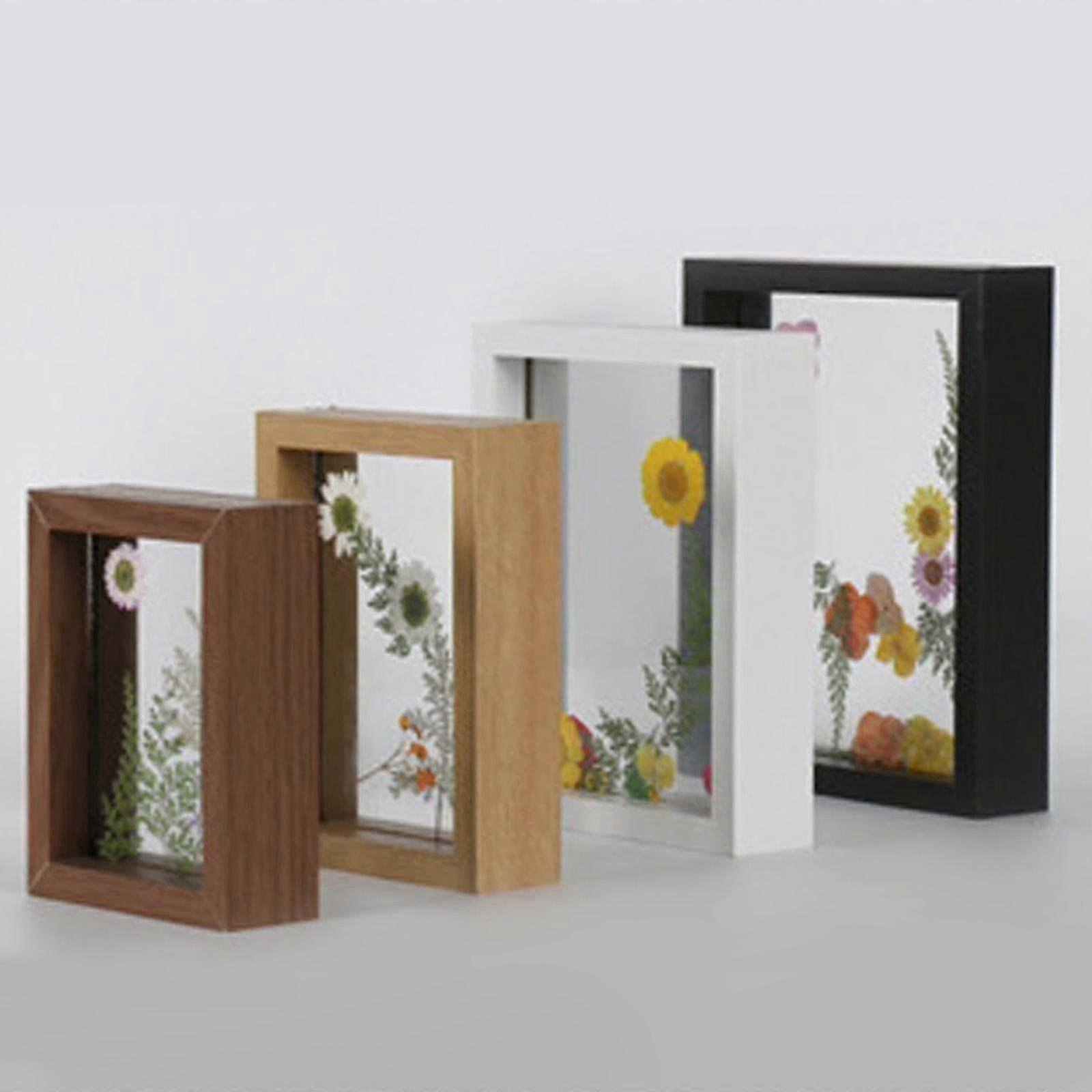 Double Glass Side Floating Photo Frame for Tabletop or Wall, Displays Photo