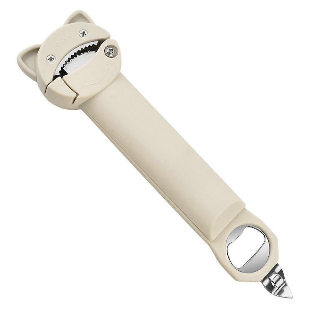 Magnetic Can Opener Telescopic Bottle Opener Multi-Function Cap Opener Anti-Slip Manual Cap Screwer White