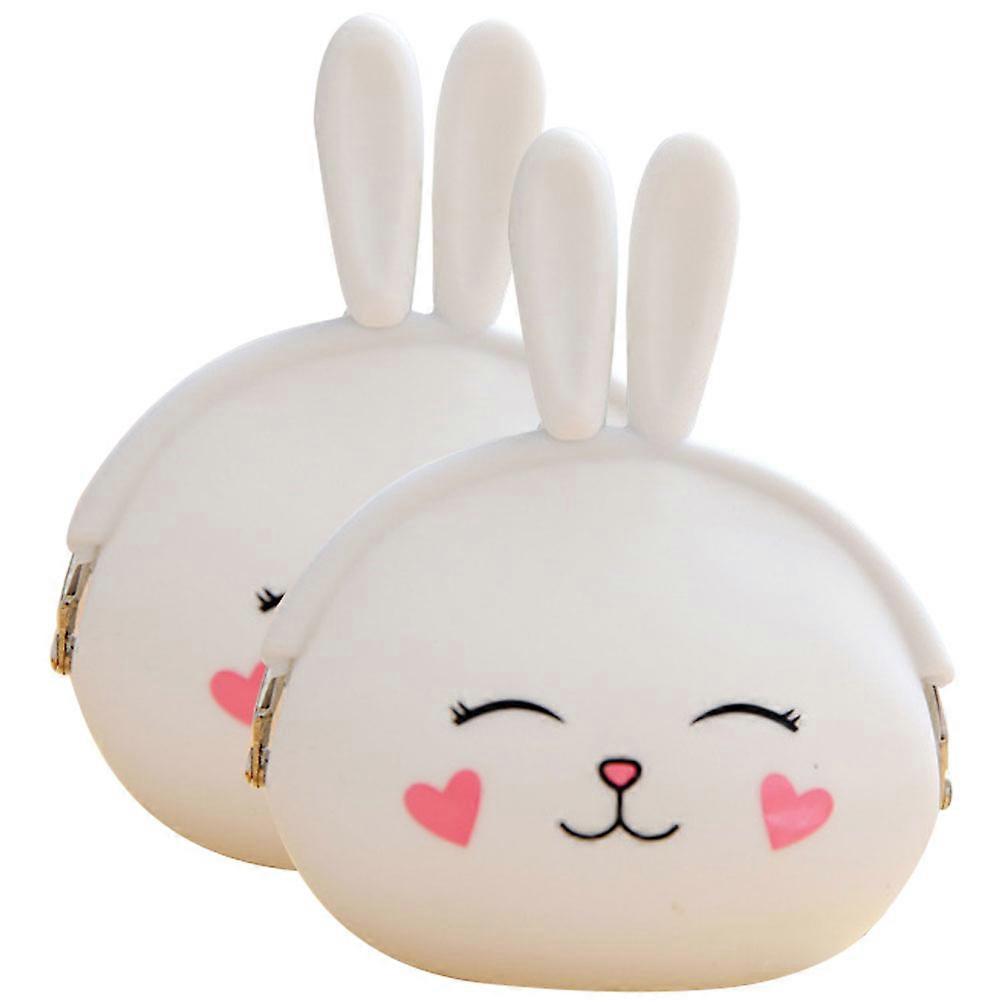 Silicone Coin Purse Bunny Pouch Wallet Party Prize Storage for Small Items Compact Design Candy Colors 2Pcs