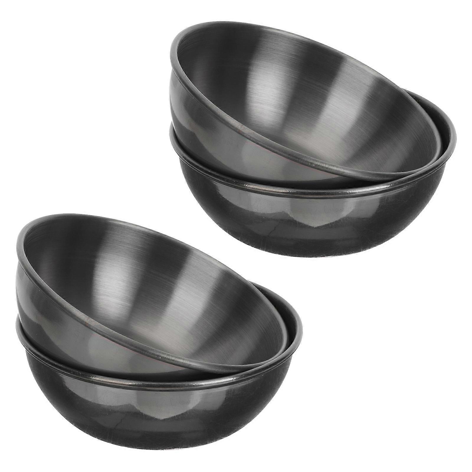 Condiment Dishes Practical Plates For Restaurant Use Round Black 4Pcs