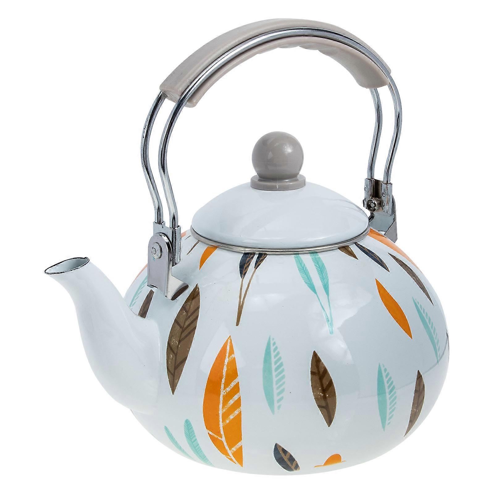 Kitchen Stovetop Kettle Food Grade Enamel Material Ergonomic Handle Corrosion Resistance 3L Coffee Brewing 1Set