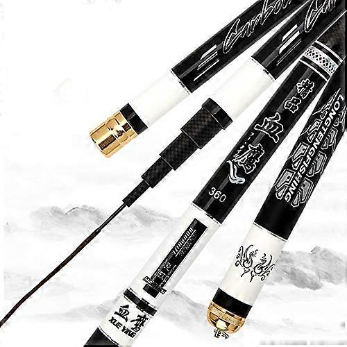 Super Hard Stream Fishing Rod Carbon Fiber Telescopic 5.4m Black