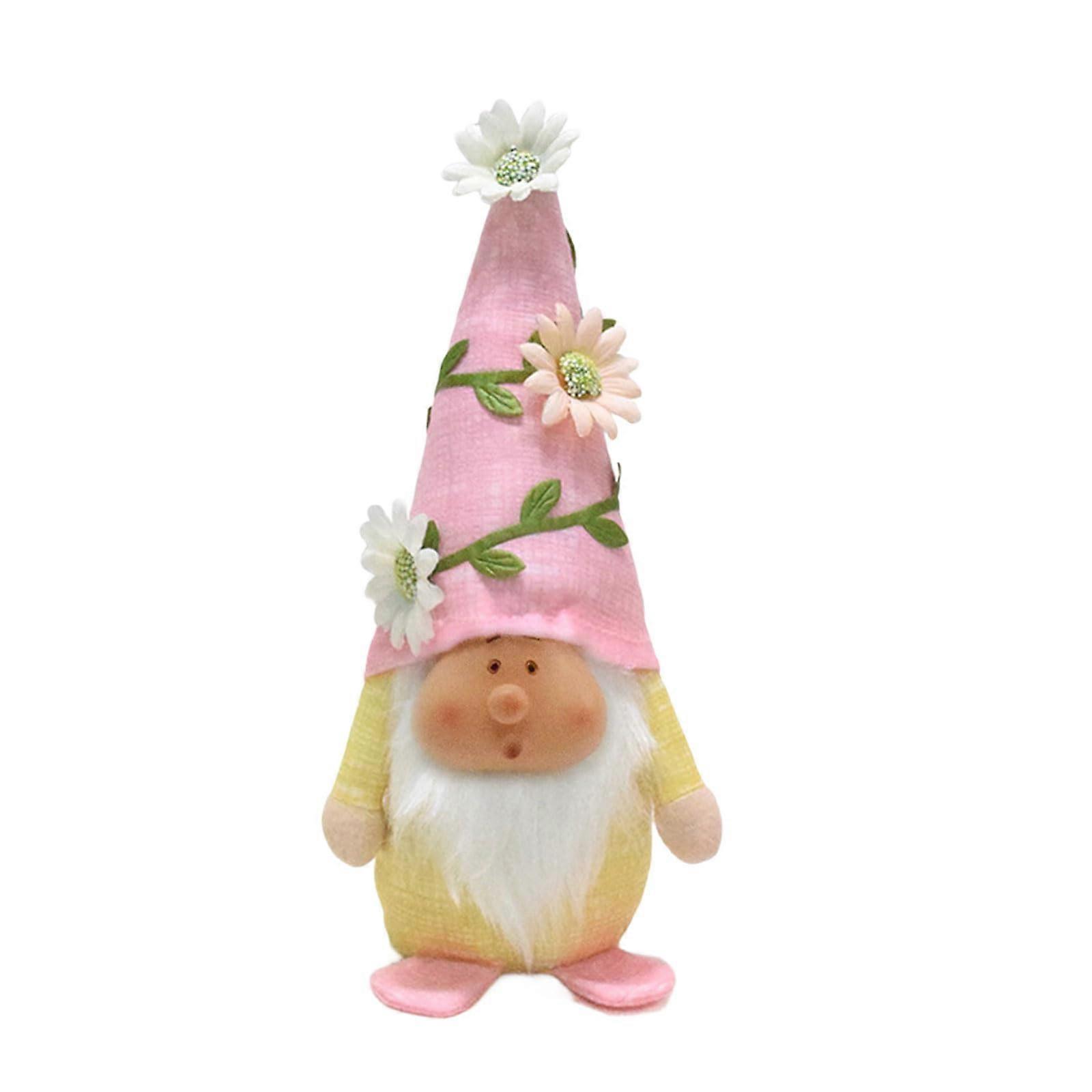 Plush doll with resin face, optional colored hat, elegant, to add charm to your garden or home.