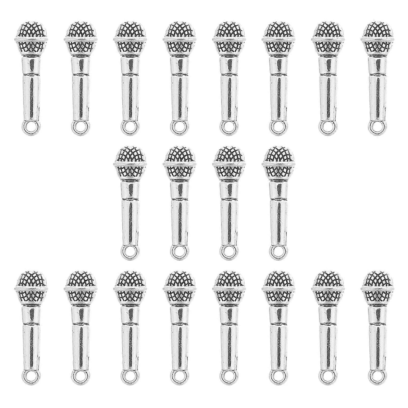 Mikrofon Charm Mini Mikrofonlar Charms Toplu Kolye Küpe Charms 20 Adet Crafting Için