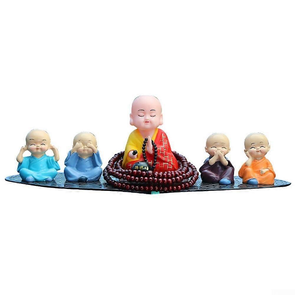 Solarpowered Monk Ornament, ABS Decoration, Wobble Head in Sunlight, 30 x 9.5 x 9.5 cm, Easy Installation (A)