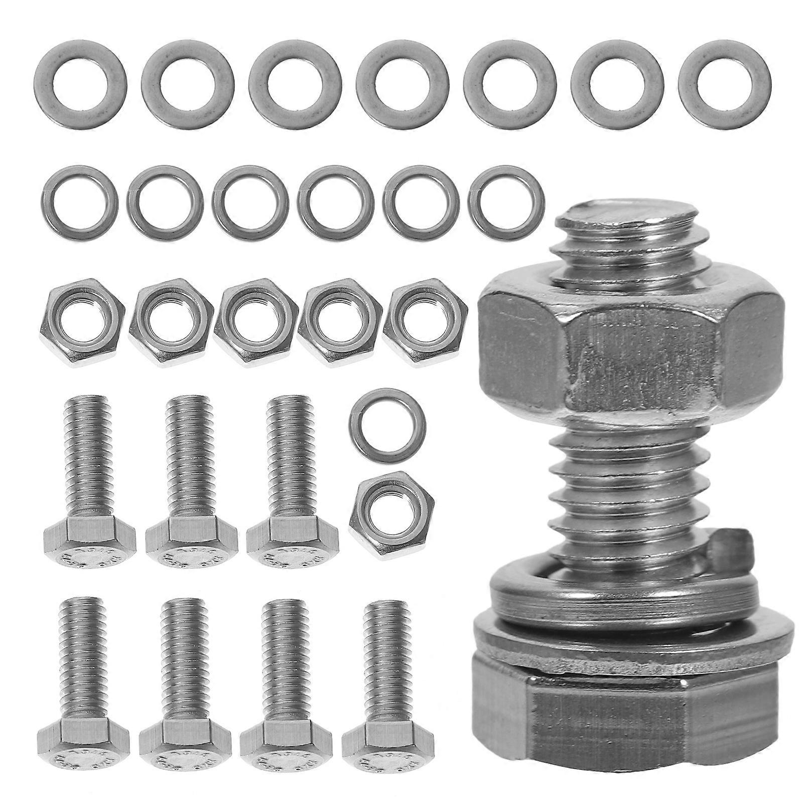 20pcs 316 Stainless Steel Bolts and Nuts Kit with Flat Washers for Home Use Silver