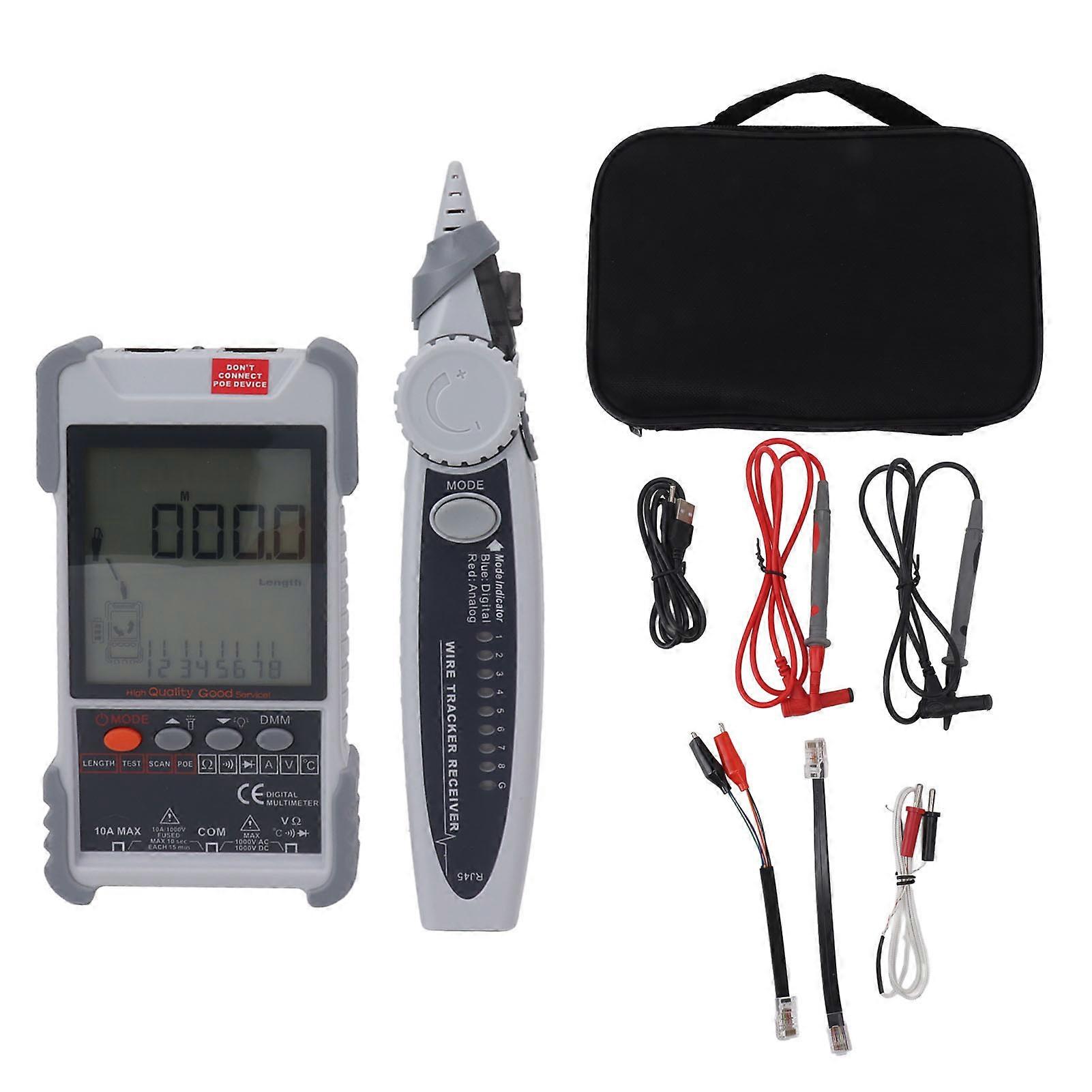 2 in 1 Tester Digital Multimeter LCD Screen Network Wire Finder Kit for Metal Cable Mapping Tracing