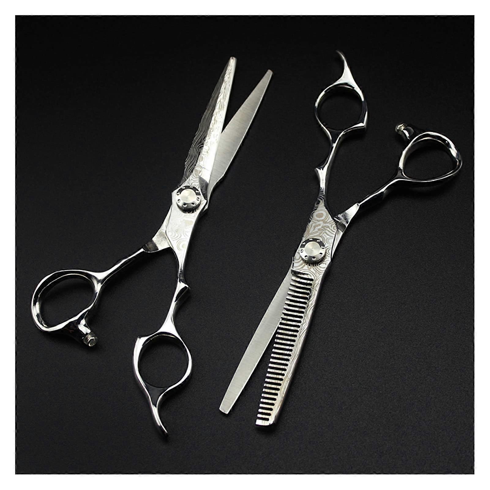 Hair Cutting Scissors 6-Inch Professional Barber Shears with Thinning Scissors and Carrying Case Set B