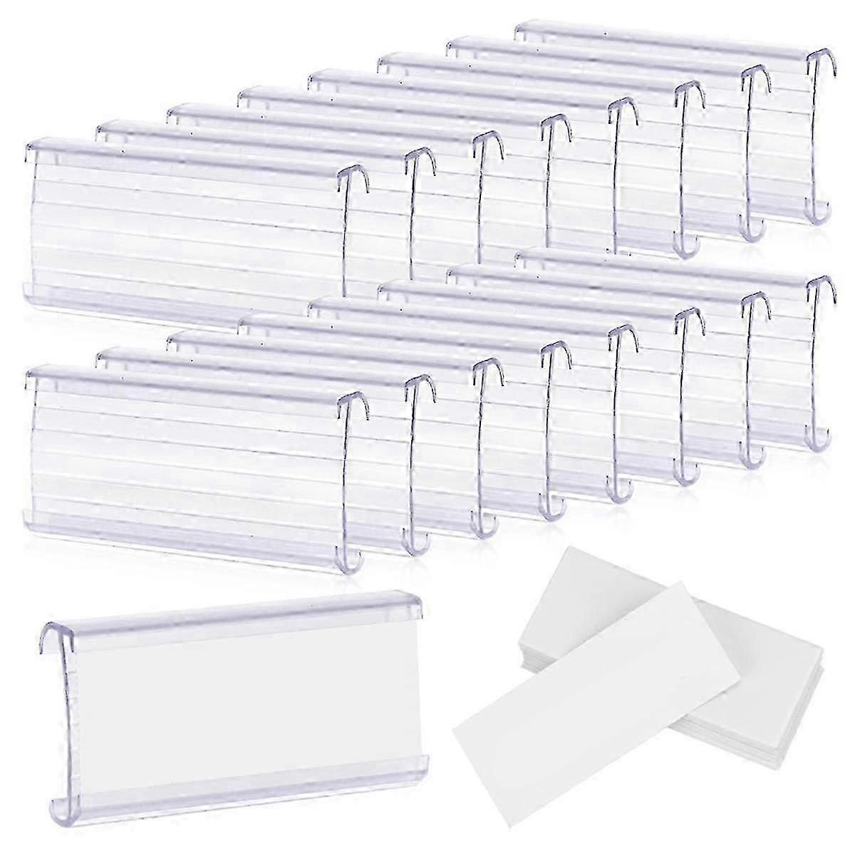 100 Pcs Wire Shelf Label Holders with 100 Paper Inserts,Wire Label Holder Plastic Shelf Tags Compat js