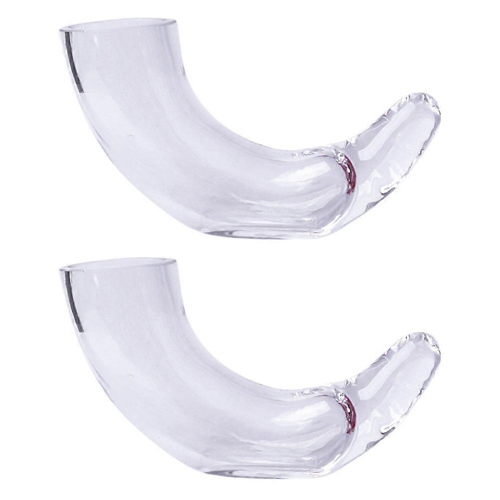 Creative Transparent Glass Horn Shaped Drinking Glasses Unique Whiskey Cocktail Cups for Home Bars Events Wine Tasting 2pcs
