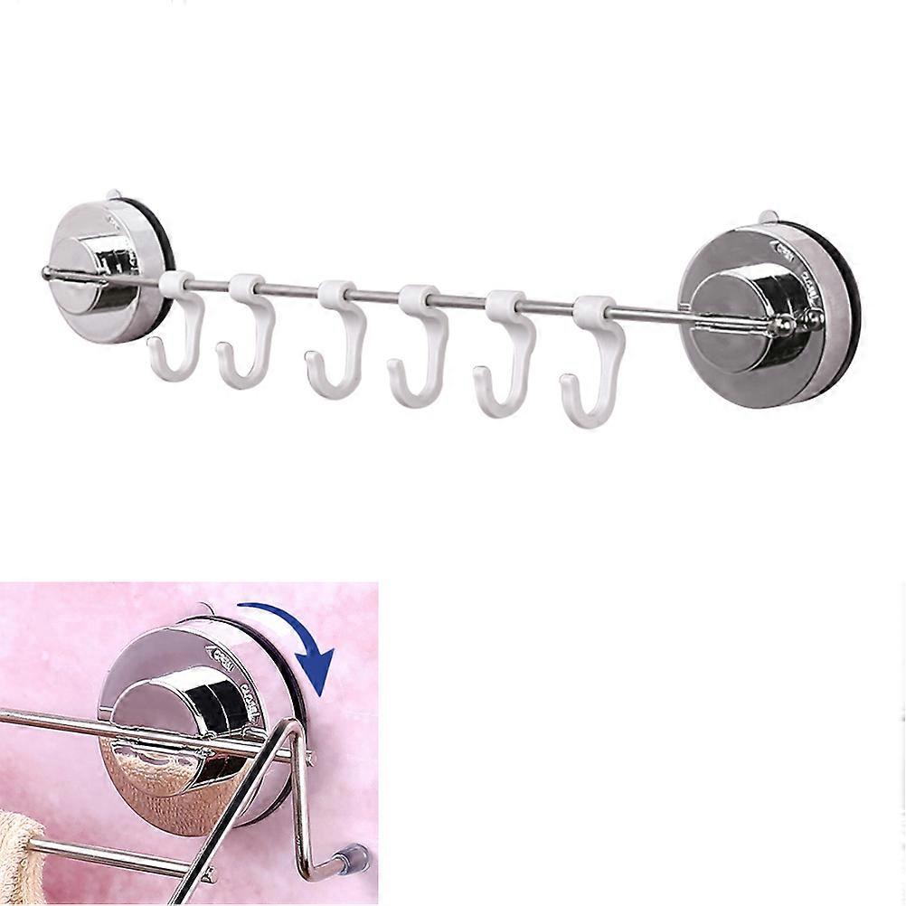 No Drilling Suction Cup Hooks Six Hooks Adjustable Super Adsorption Assorted Color 41x8x3 For Home Use Bathroom 1Pcs