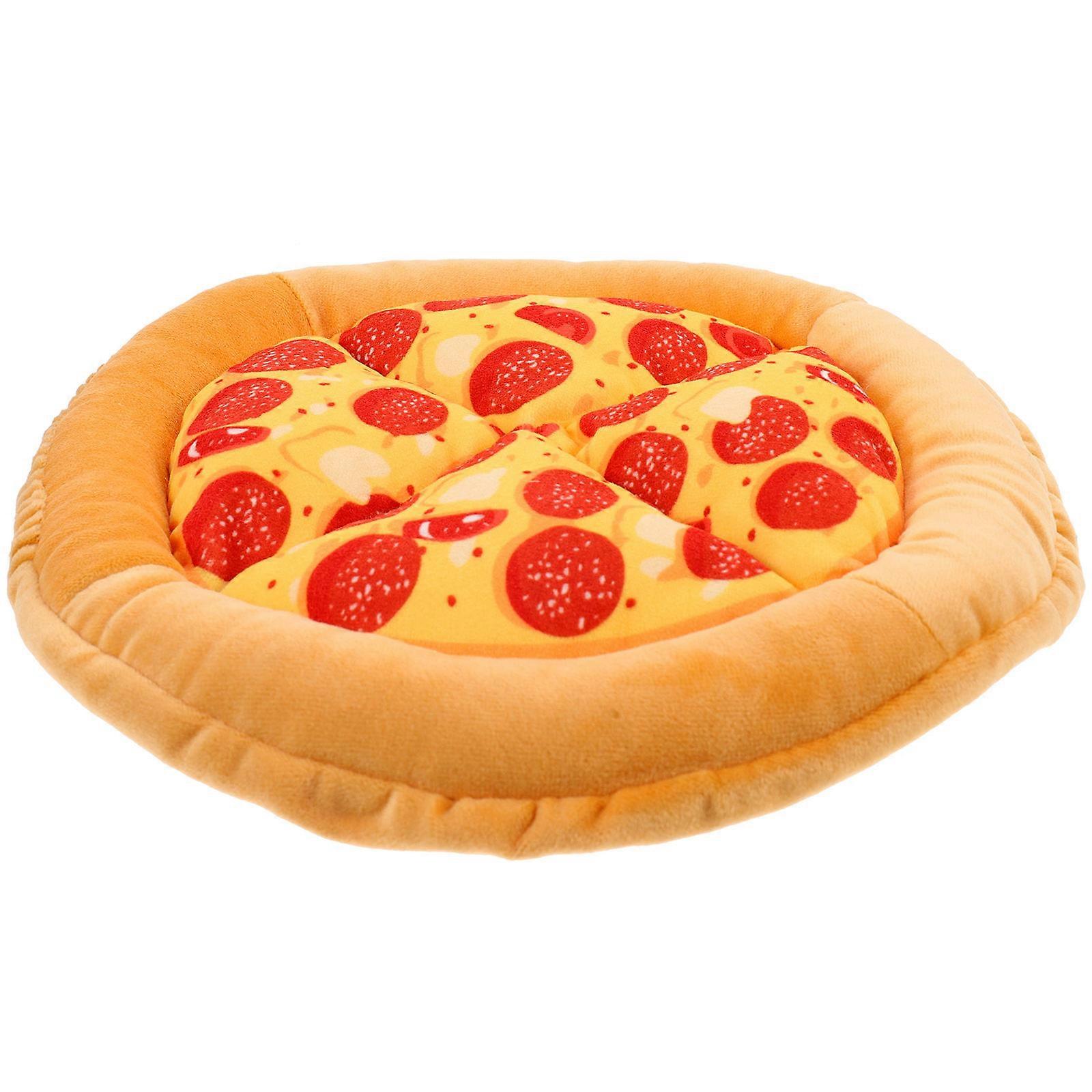 Warm Cat Nest Pizza Shape Cat Sleeping Bed Winter Warmth Non-slip 9.1×9.1×0.8in Comfortable Resting 1Pack
