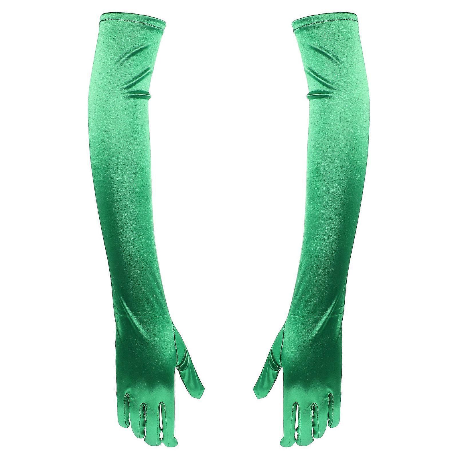 Green Long Gloves for Decoration St. Patrick's Day 1Pair Polyester