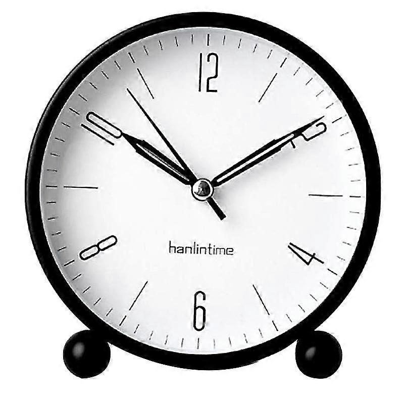 Hanlintime Analog ,Easy Set Small Desk Clock,Non Ticking,with Night Light, Battery Powered Super Si [jkw]