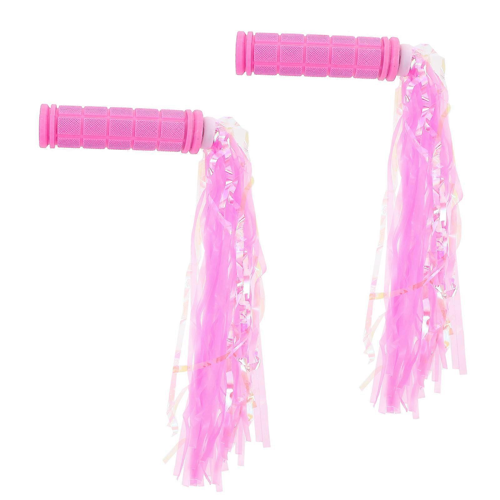 Handlebar Grip And Streamers Kids Bike Grips Ribbon Scooter Handlebar Streamer For Children's Bicycles .7x2.7cm Decoration 1 Set