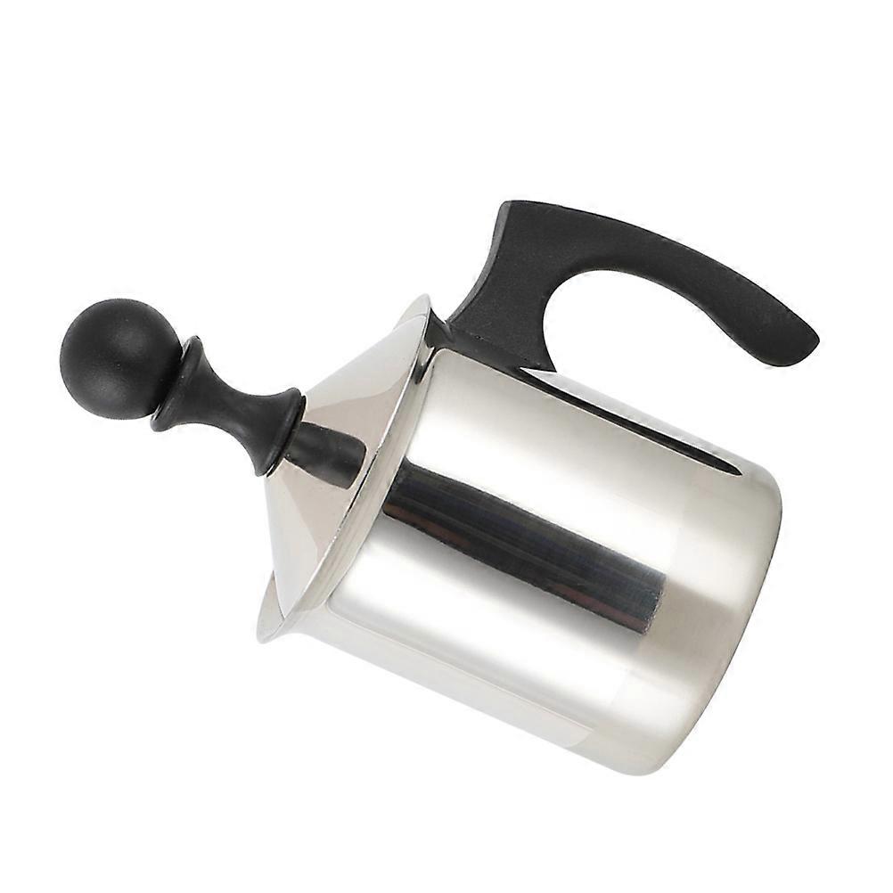 Manual Milk Frother Pitcher with Hand Pump, Creamer Dispenser with Built in Filter, Ergonomic Handle for Latte Art – Home & Café Use