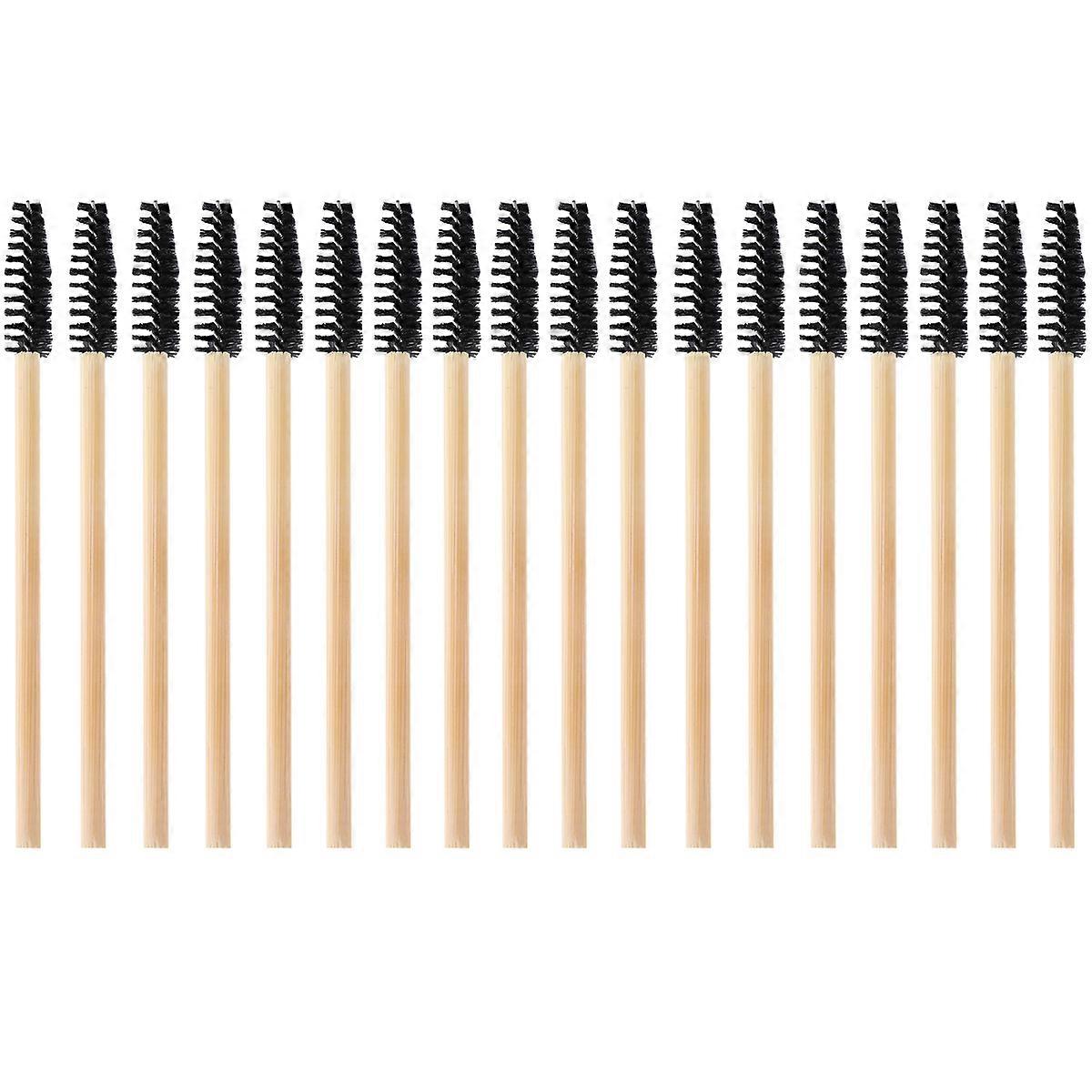 Bamboo Handle Eyebrow Brushes Set with Polyester Bristles for Salon Home Use 20pcs