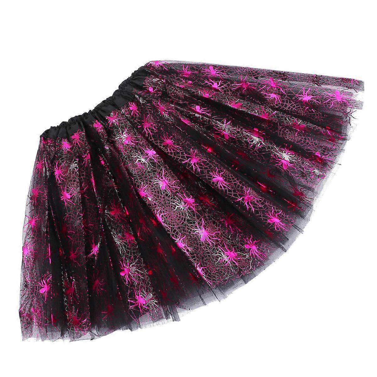 Cosplay Skirt Three Layer Tulle Design Fuchsia Nylon And Satin For Women 1Set