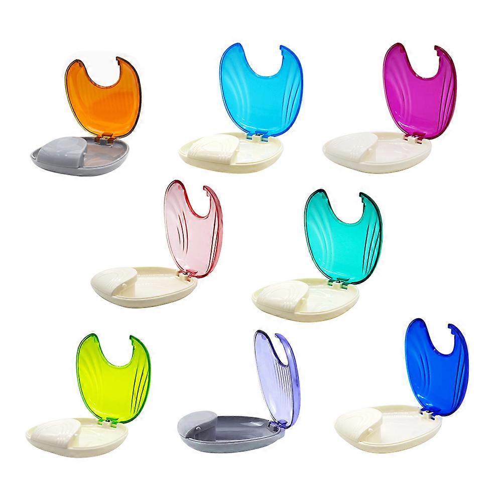 Retainer Container Portable Storage Box For Denture Orange 8.4x7.5x2.4 Cm 1Pack