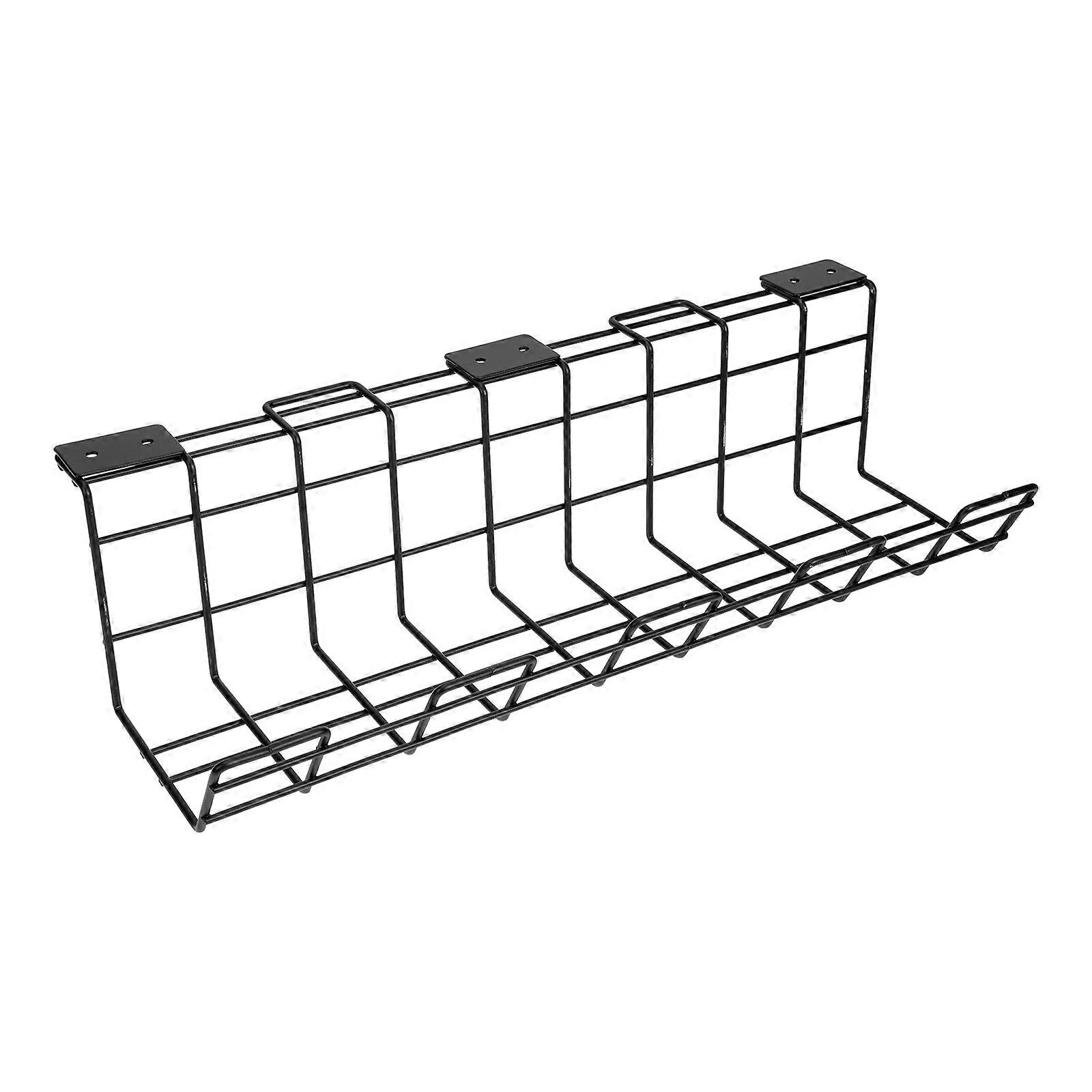 Black Metal Cable Management Rack for Under Desk Storage Suitable for Office and Home Use 7.5 Inches