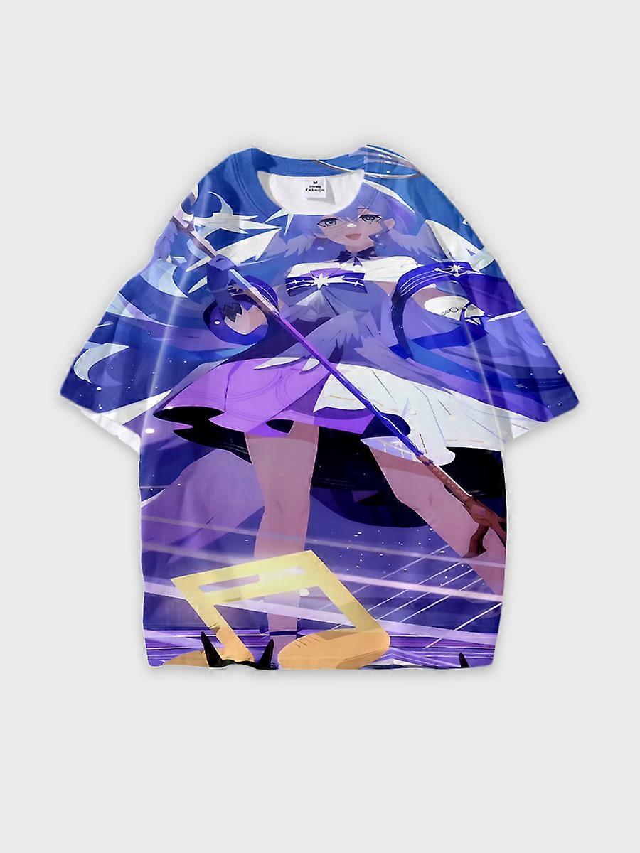 T-shirt round neck Role Pattern loose short sleeve D945