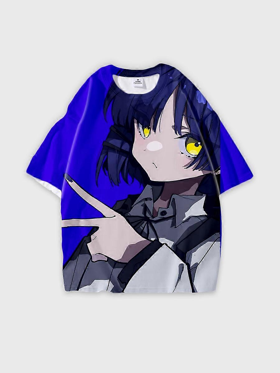 T-shirt round neck Role Pattern loose short sleeve D456