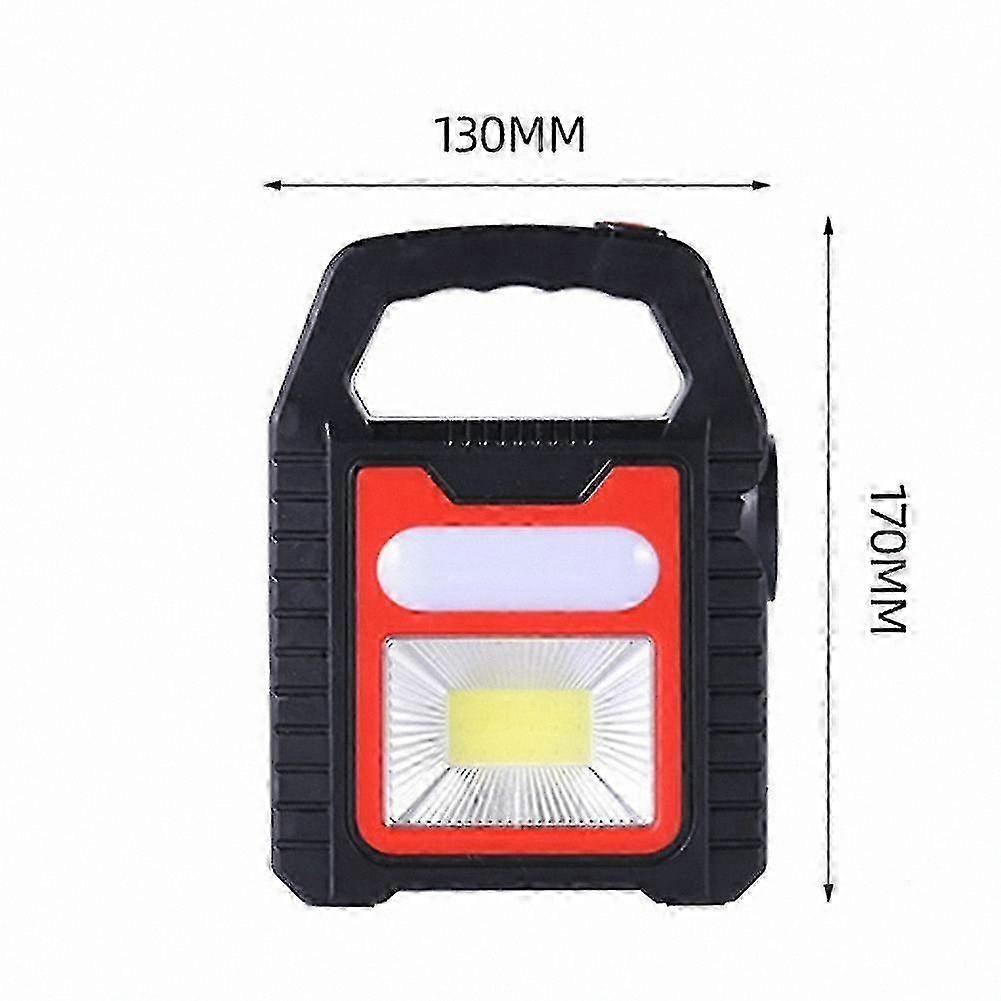 Solar-Powered USB Rechargeable COB Work Light for Camping and Outdoor Use, Red
