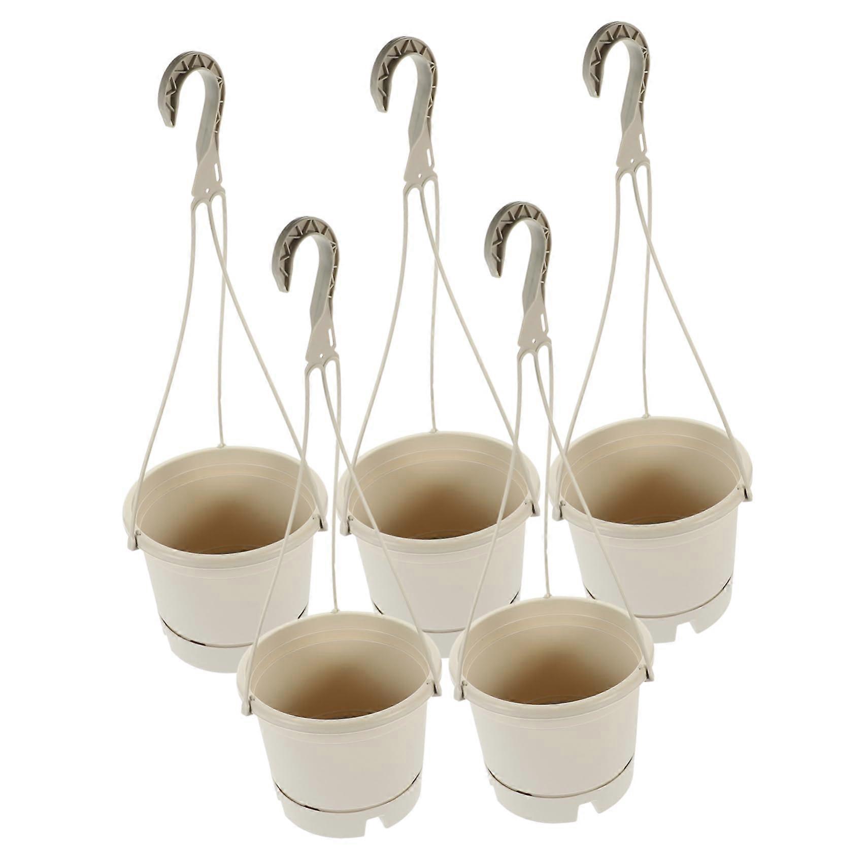 Hanging Orchid Pots - 5-Pack Plastic Hanging Baskets with Liners for Balcony Plant Holders, Artificial Plant Decor