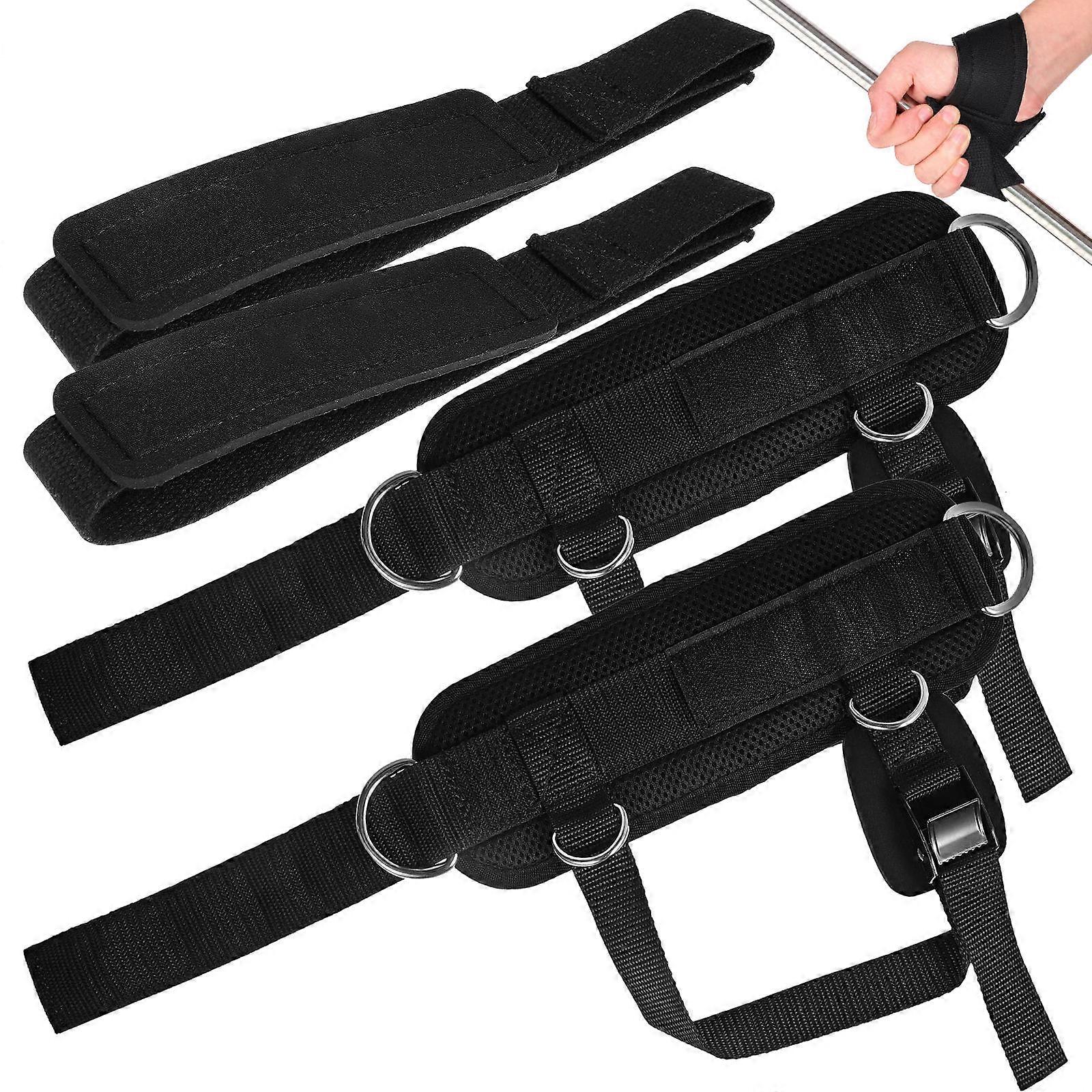 Black Adjustable Ankle Straps for Fitness with Heavy Duty Polyester Material Utility Set Includes Wrist Straps