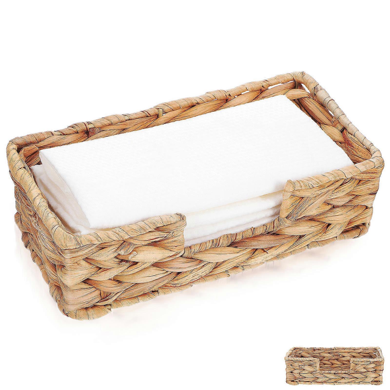 Boho Hand Woven Tissue Box Cover with Open Weave Design for Versatile Storage of Tissues, Remotes, and Small Items
