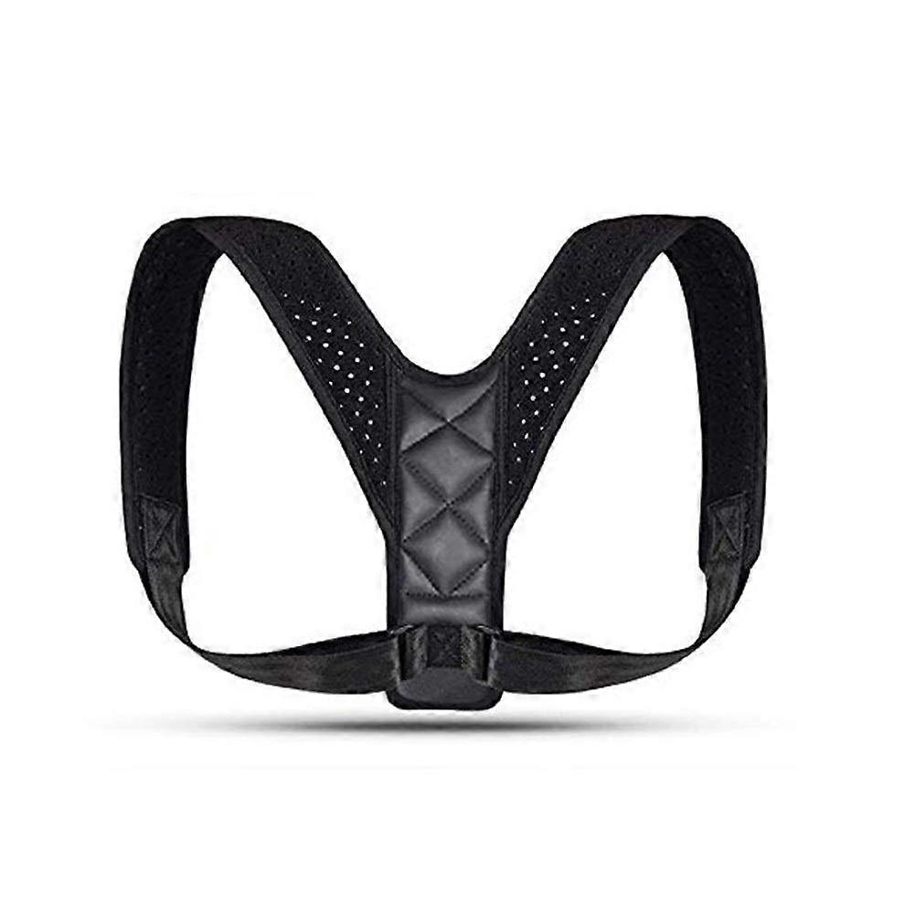 Back Brace Adjustable Clavicle Posture Corrector for Men Women (Black, L)