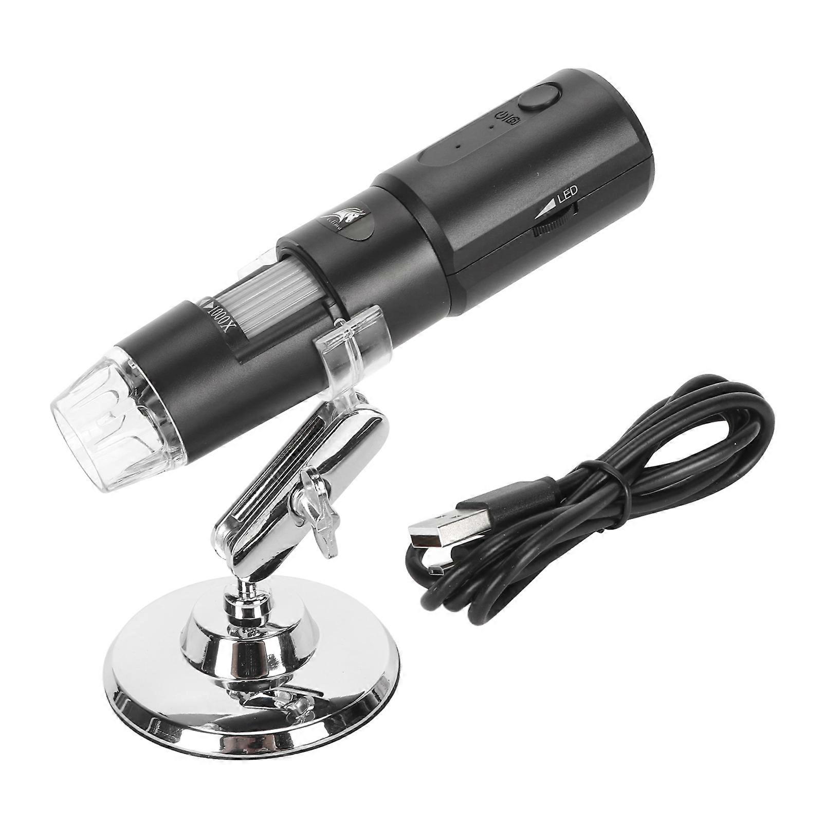 Portable Microscope USB 50X‑1000X Magnification 640x480P Resolution 360 Degree Rotatable WiFi Microscope Magnifier for Scalp Electronic Circuit Board