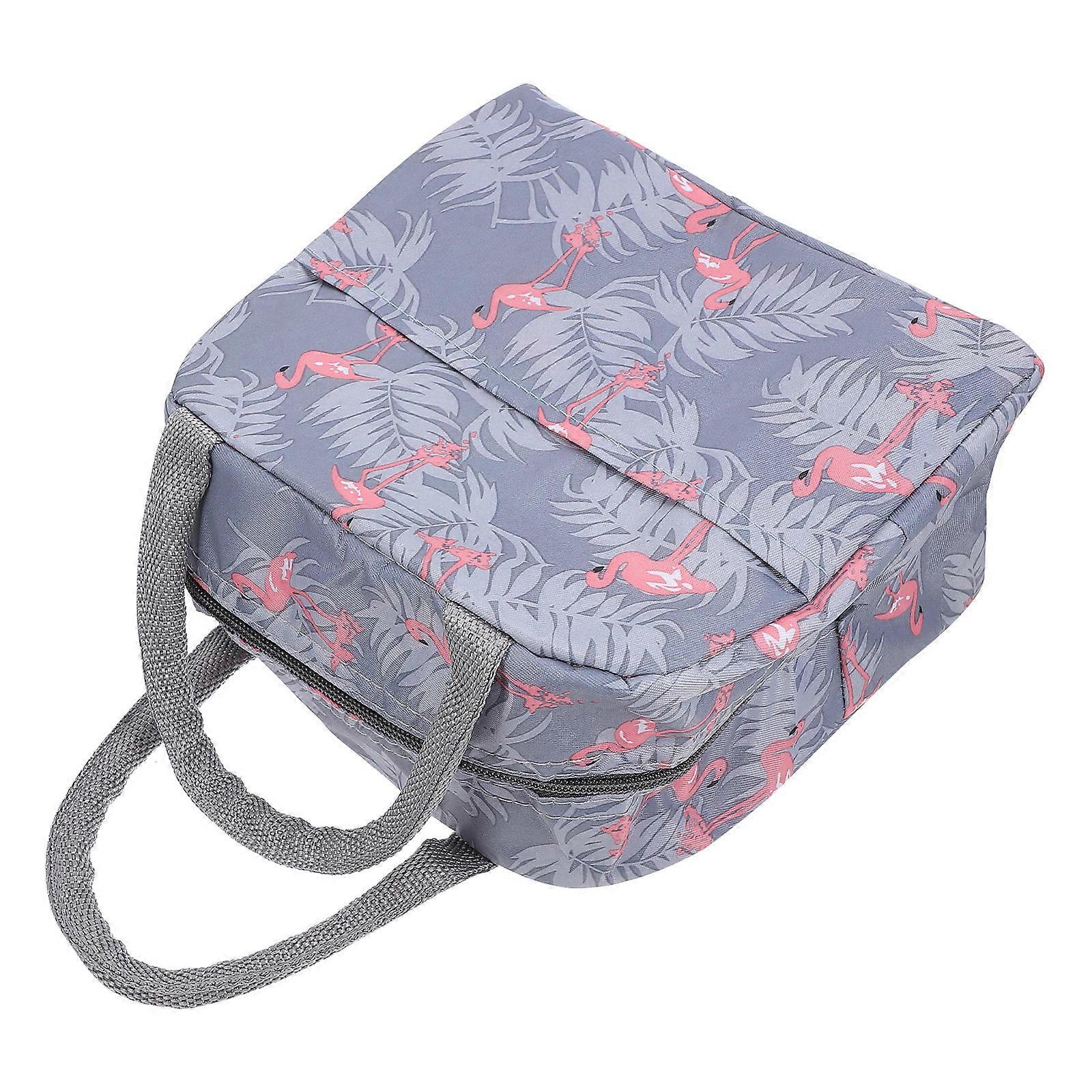 Light Grey Canvas Lunch Bag with Large Capacity and Smooth Zipper Closure for Storage 7.8"x4.3"x10.2"