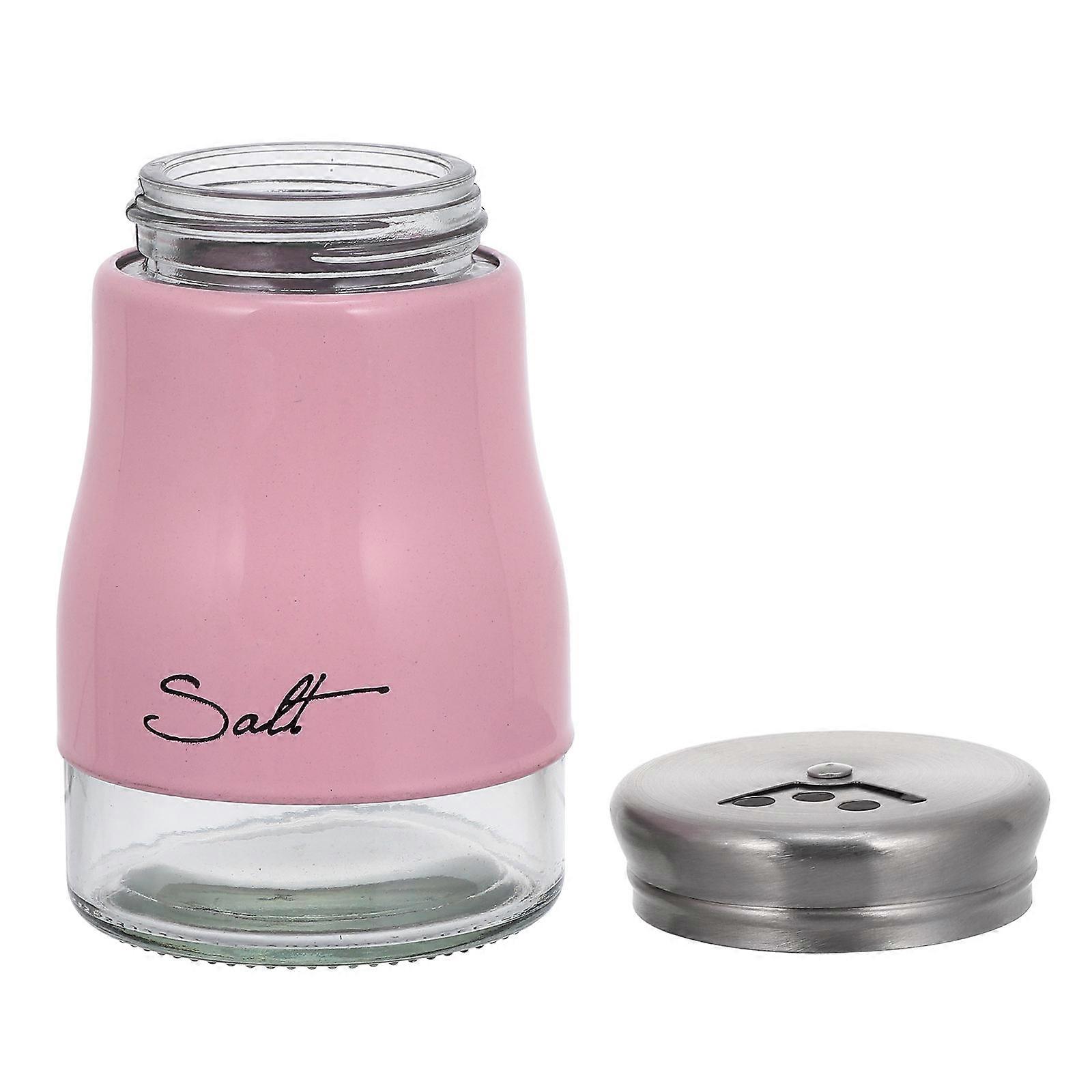 Seasoning Shaker Bottle Square Shape Pink Color Stainless Steel Lid For Outdoor Use Ideal For Storing 2Pcs
