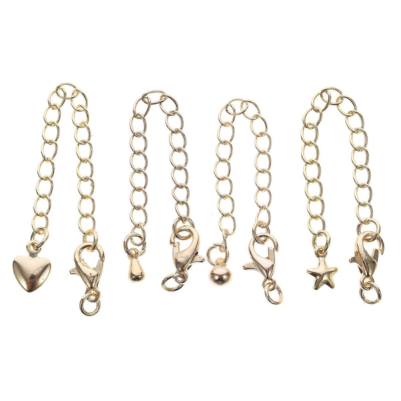 Extender For Bracelet Necklace Extension Chain High Polished Surface Classic Golden Style 4Pcs